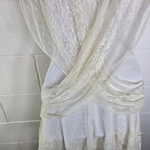 Vtg 70s 80s Steppin Out Boho Hippie Disco Stevie Ivory Lace Dress - Picture 6 of 13